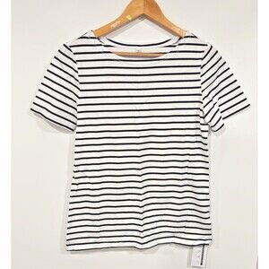 LilyCoco Horizontal Stripe Short Sleeve Tee Shirt Womens Small Casual Crewneck